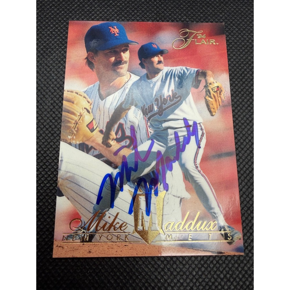 1994 Fleer Flair Mike Maddux New York Mets Signed Auto Baseball Card 201